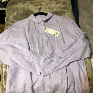NWT UNIQLO Linen Long Sleeve Top